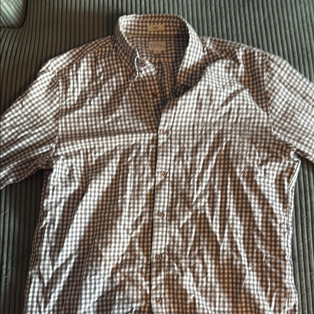 J Crew Men's Brown Checkered Shirt